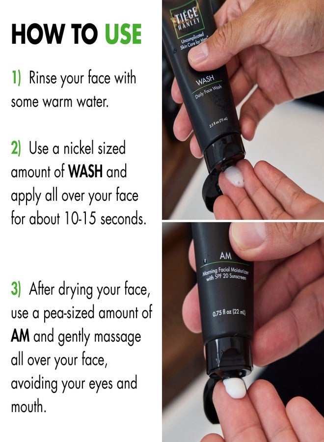 Tiege Hanley Basic Skin Care Set for Men, Hydrating Face Wash & Daily Face Moisturizer With SPF 20 Sunscreen, Basic Facial Kit for Men, Gentle on Sensitive Skin, Men’s Skincare, 2 Piece Kit - Image 5